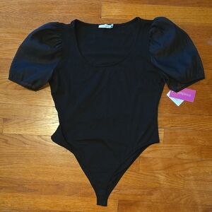 Black Puff Sleeve Bodysuit